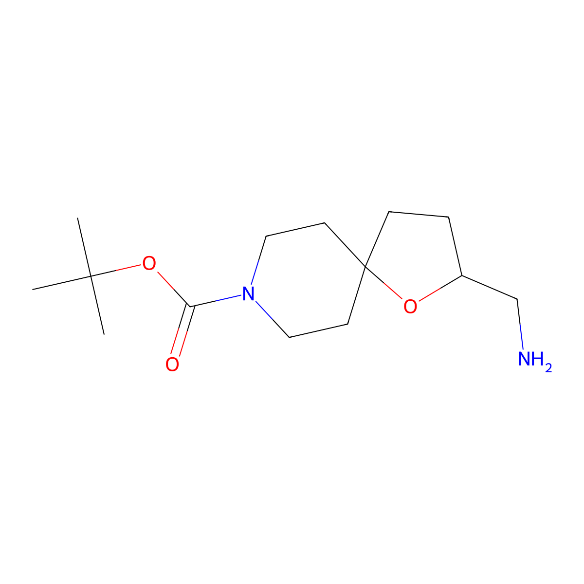 Tert-butyl 2-(aminomethyl)-1-oxa-8-azaspiro[4.5]decane-8-carboxylate molecular structure, CAS 1160246-90-1