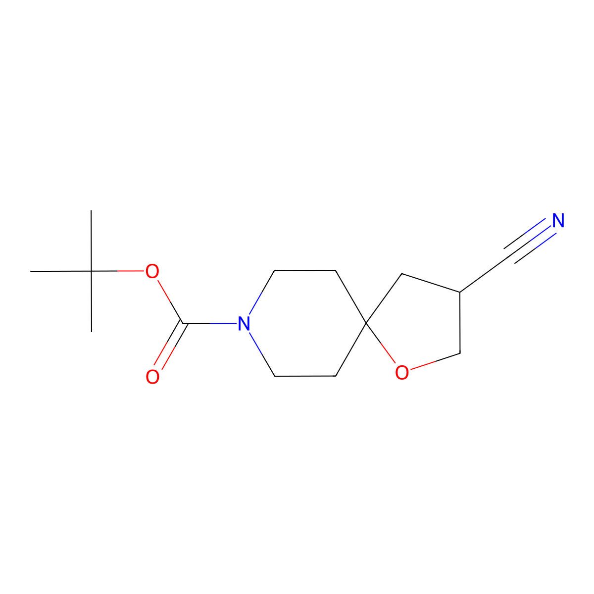 Tert-butyl 3-cyano-1-oxa-8-azaspiro[4.5]decane-8-carboxylate molecular structure, CAS 1160246-93-4