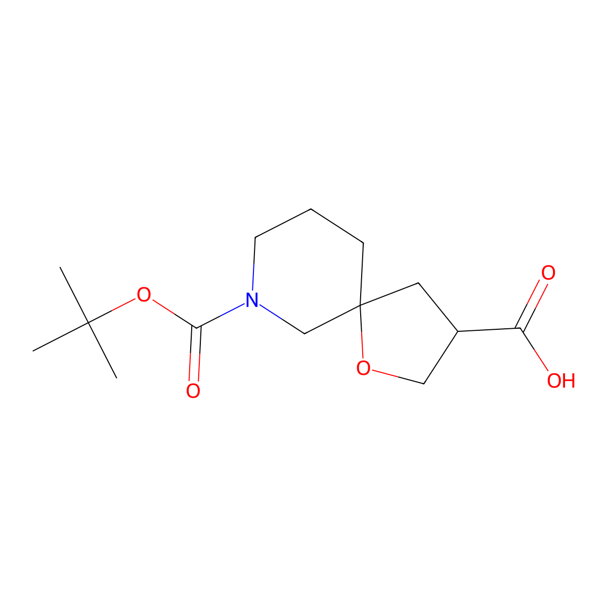 7-(Tert-butoxycarbonyl)-1-oxa-7-azaspiro[4.5]decane-3-carboxylic acid molecular structure, CAS 1160246-94-5