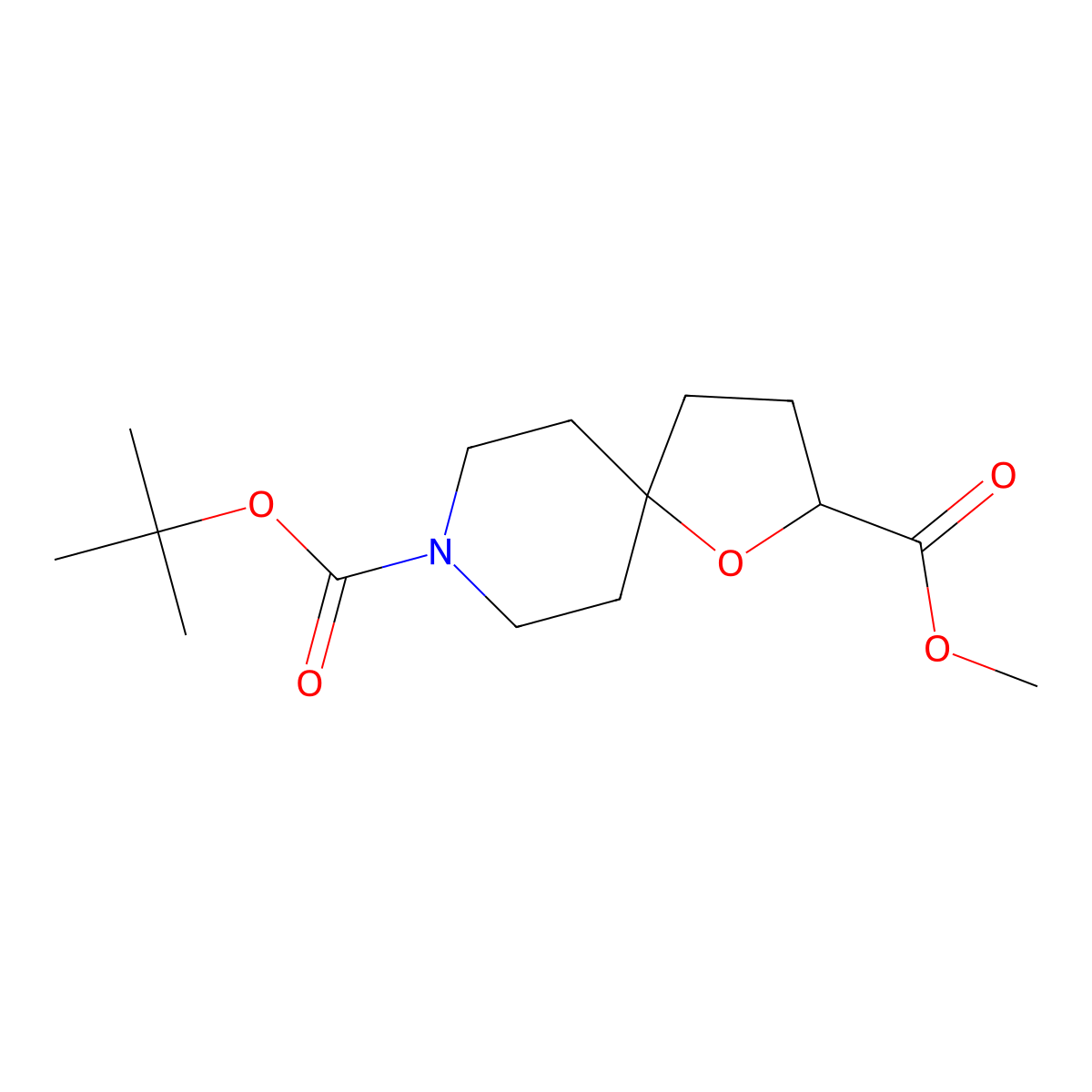 8-Tert-butyl 2-methyl 1-oxa-8-azaspiro[4.5]decane-2,8-dicarboxylate molecular structure, CAS 1160246-95-6