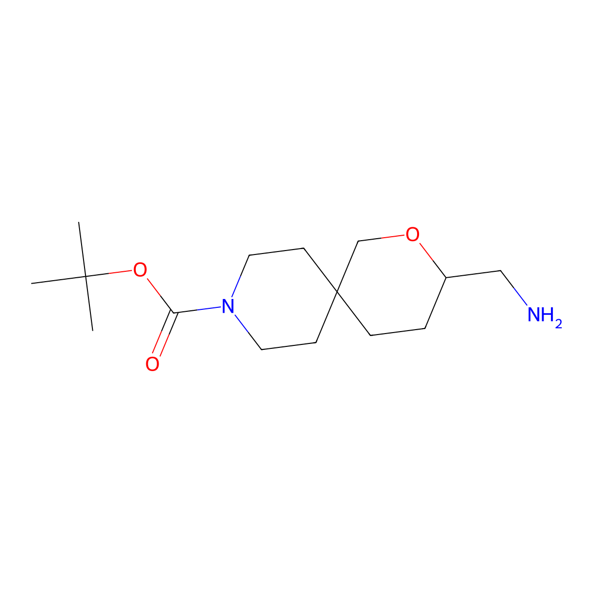 Tert-butyl 3-(aminomethyl)-2-oxa-9-azaspiro[5.5]undecane-9-carboxylate molecular structure, CAS 1160246-99-0