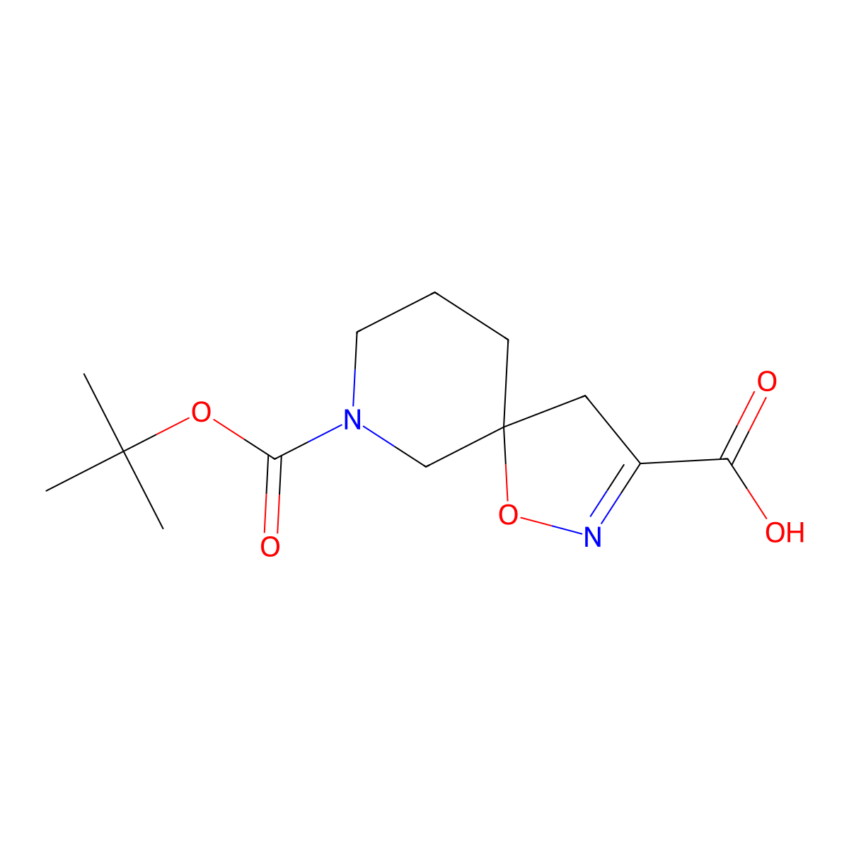 7-(tert-Butoxycarbonyl)-1-oxa-2,7-diazaspiro(4.5)dec-2-ene-3-carboxylic acid molecular structure, CAS 1160247-01-7