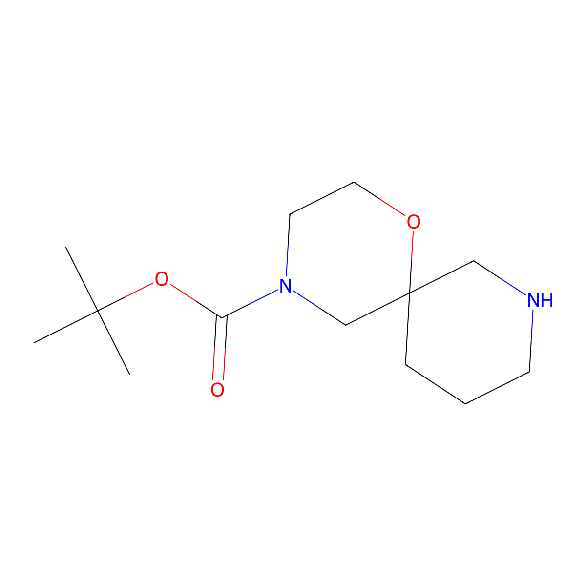 Tert-butyl 1-oxa-4,8-diazaspiro[5.5]undecane-4-carboxylate molecular structure, CAS 1160247-06-2
