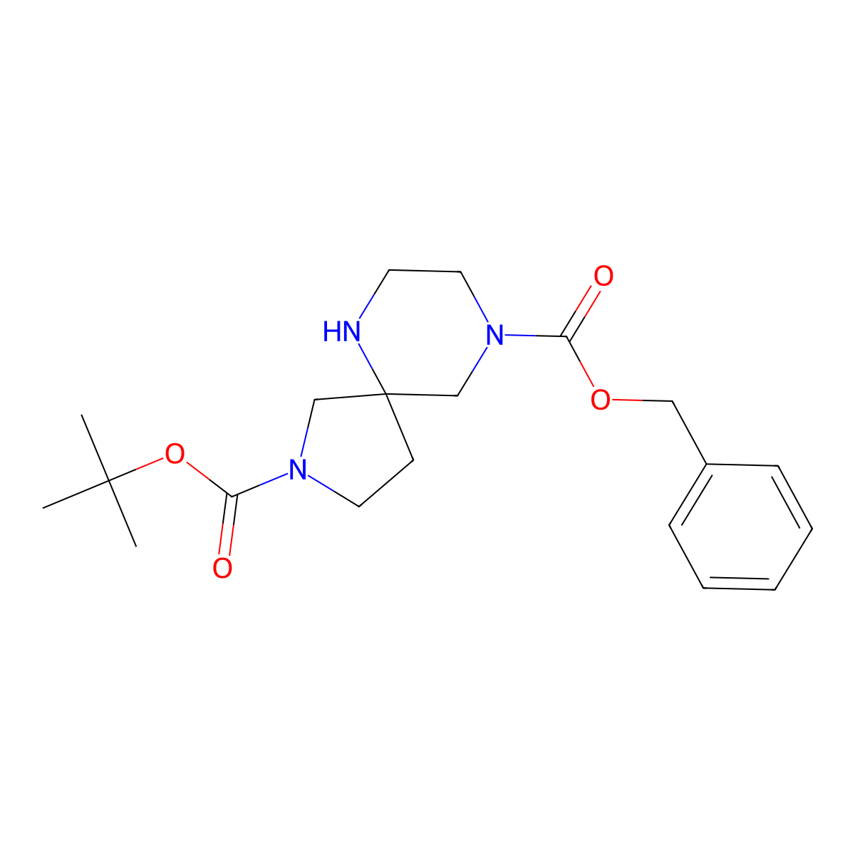 9-Benzyl 2-tert-butyl 2,6,9-triazaspiro[4.5]decane-2,9-dicarboxylate molecular structure, CAS 1160247-08-4