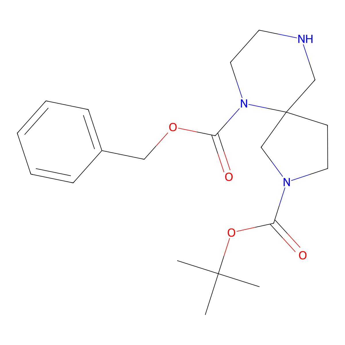 6-Benzyl 2-tert-butyl 2,6,9-triazaspiro[4.5]decane-2,6-dicarboxylate molecular structure, CAS 1160247-10-8