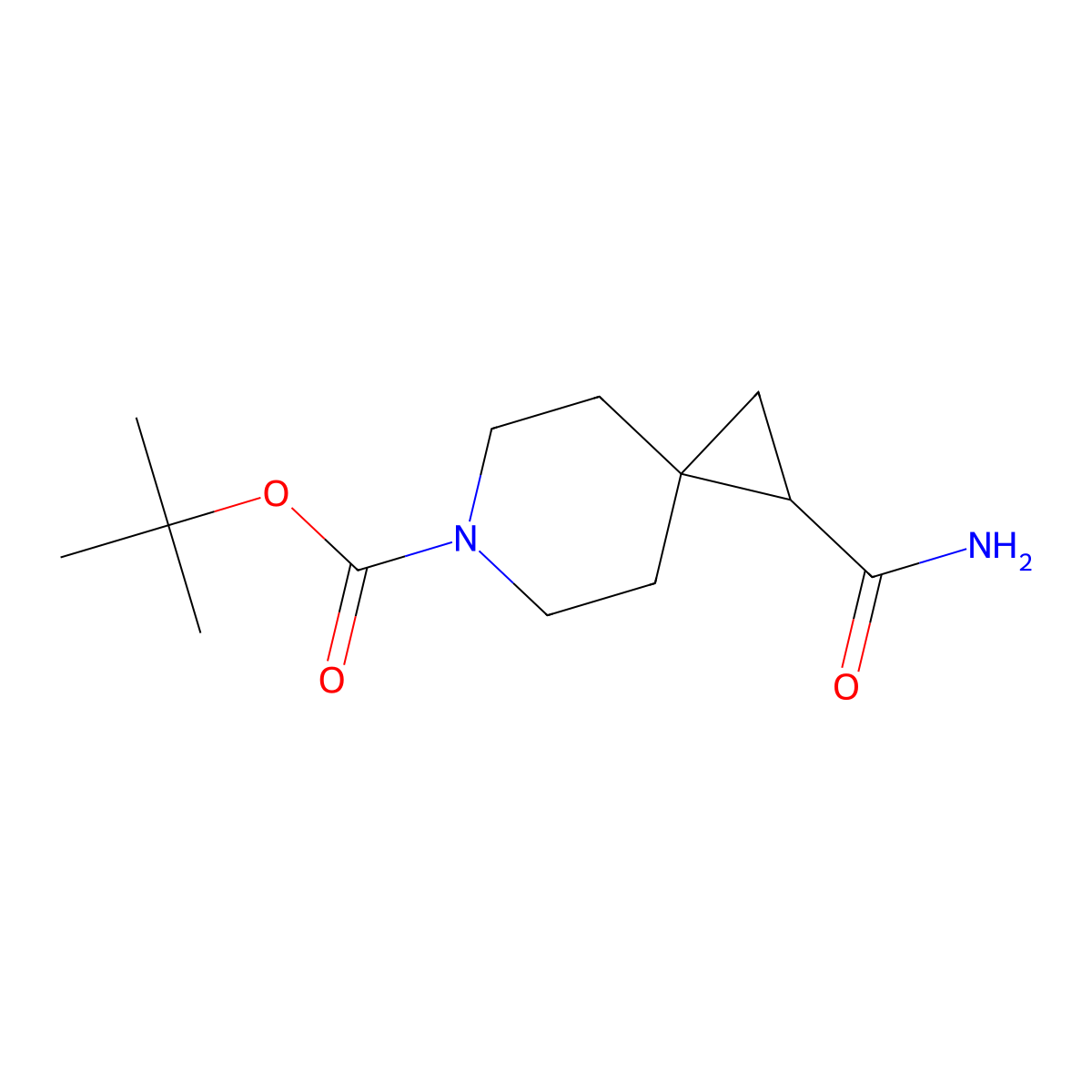 Tert-butyl 1-carbamoyl-6-azaspiro[2.5]octane-6-carboxylate molecular structure, CAS 1160247-14-2