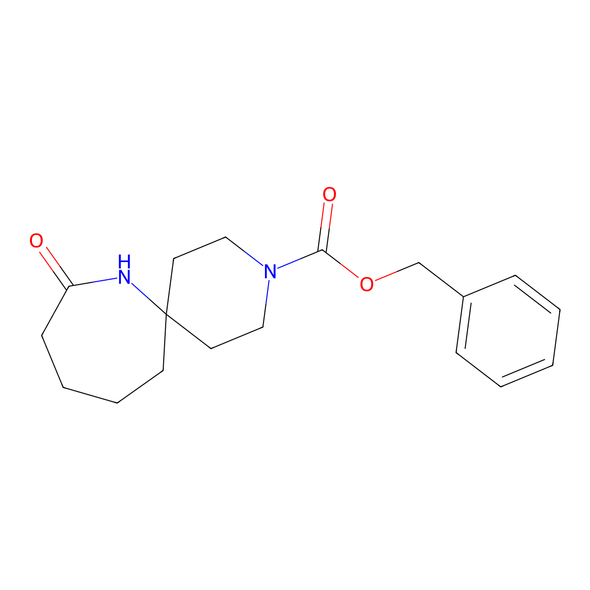 Benzyl 8-oxo-3,7-diazaspiro[5.6]dodecane-3-carboxylate molecular structure, CAS 1160247-19-7