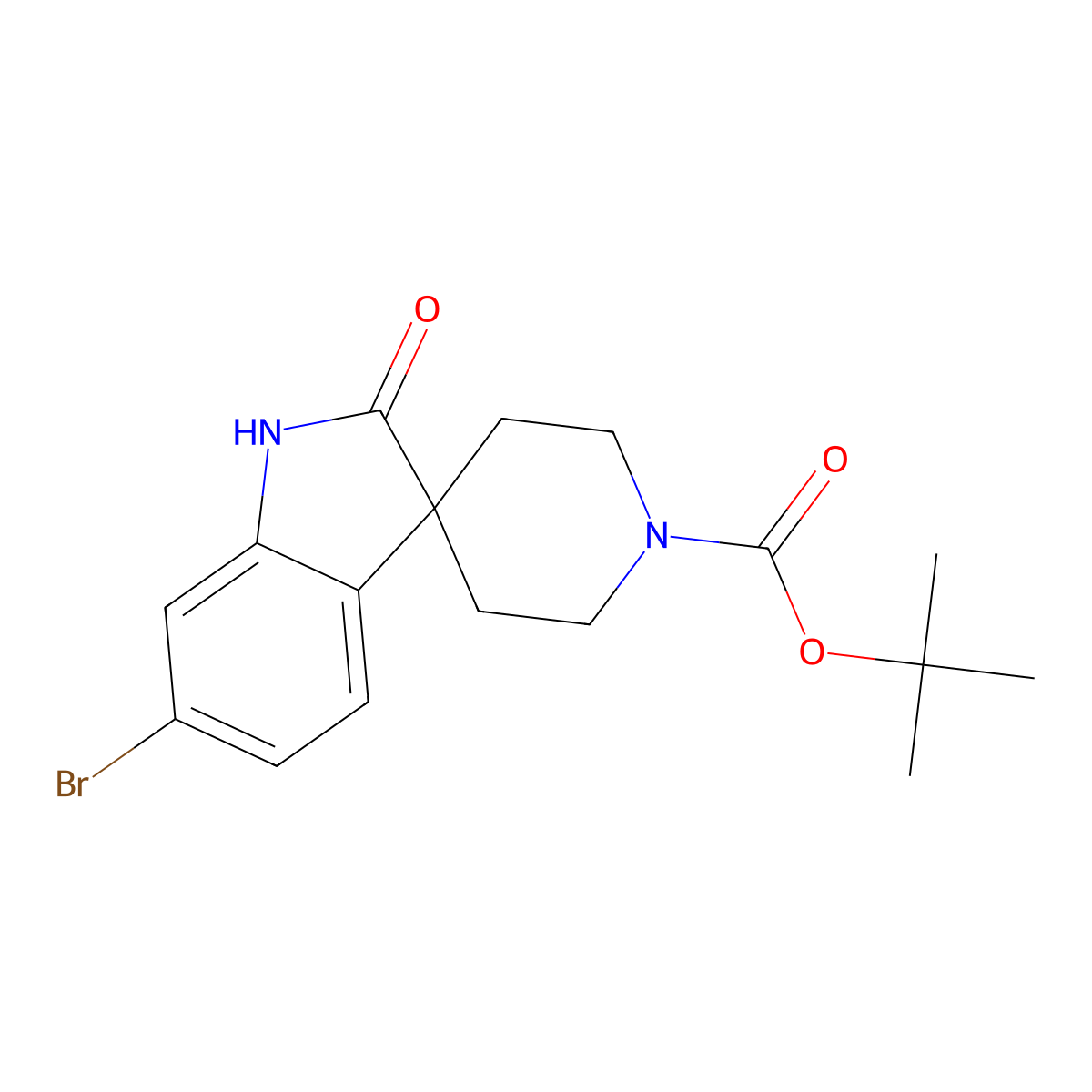 Tert-butyl 6-bromo-2-oxospiro[indoline-3,4'-piperidine]-1'-carboxylate molecular structure, CAS 1160247-29-9
