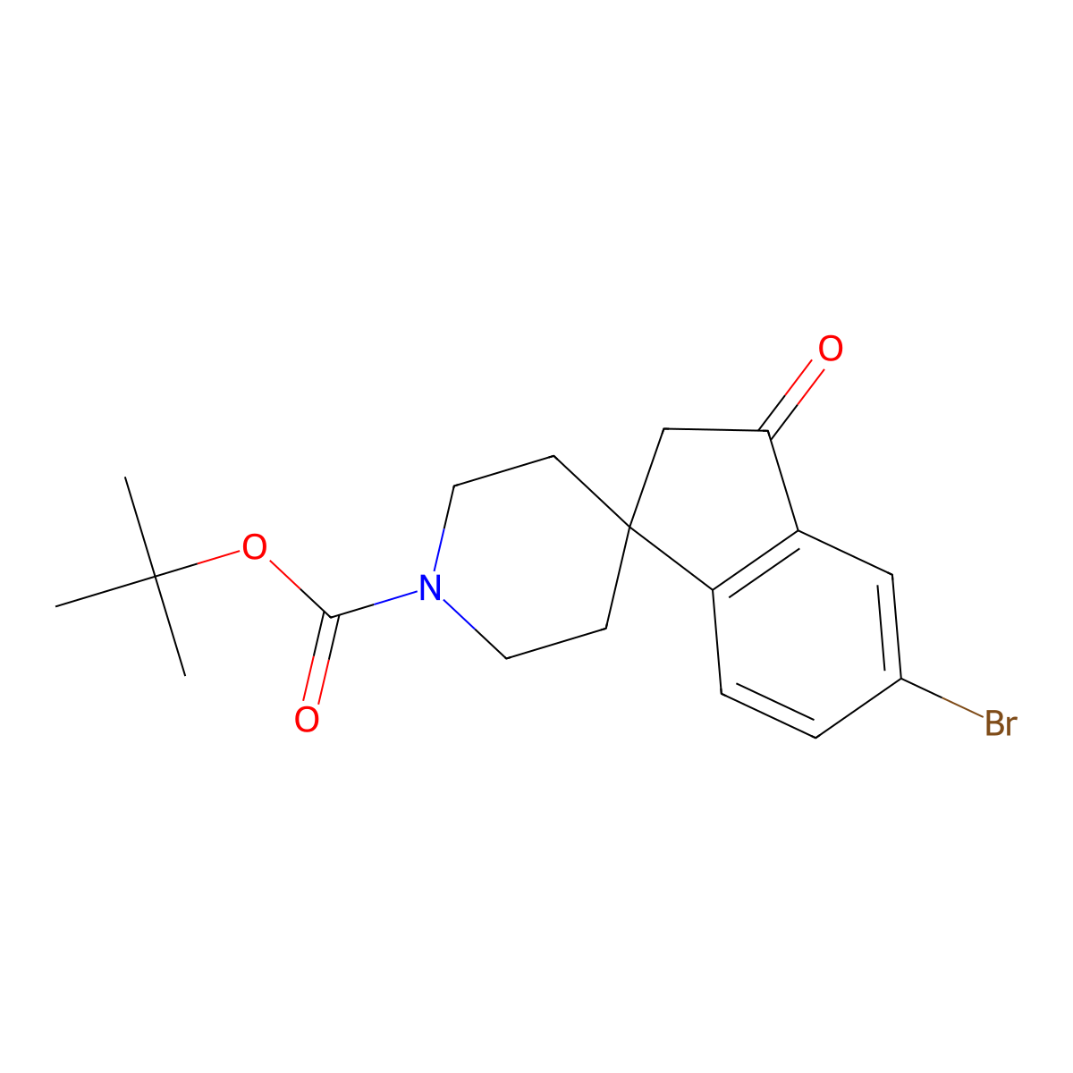 tert-Butyl 5-bromo-3-oxo-2,3-dihydrospiro[indene-1,4'-piperidine]-1'-carboxylate molecular structure, CAS 1160247-30-2