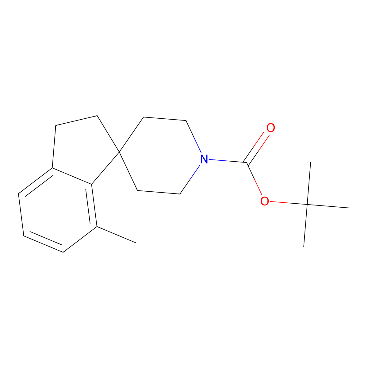 tert-Butyl 7-methyl-2,3-dihydrospiro[indene-1,4'-piperidine]-1'-carboxylate molecular structure, CAS 1160247-37-9