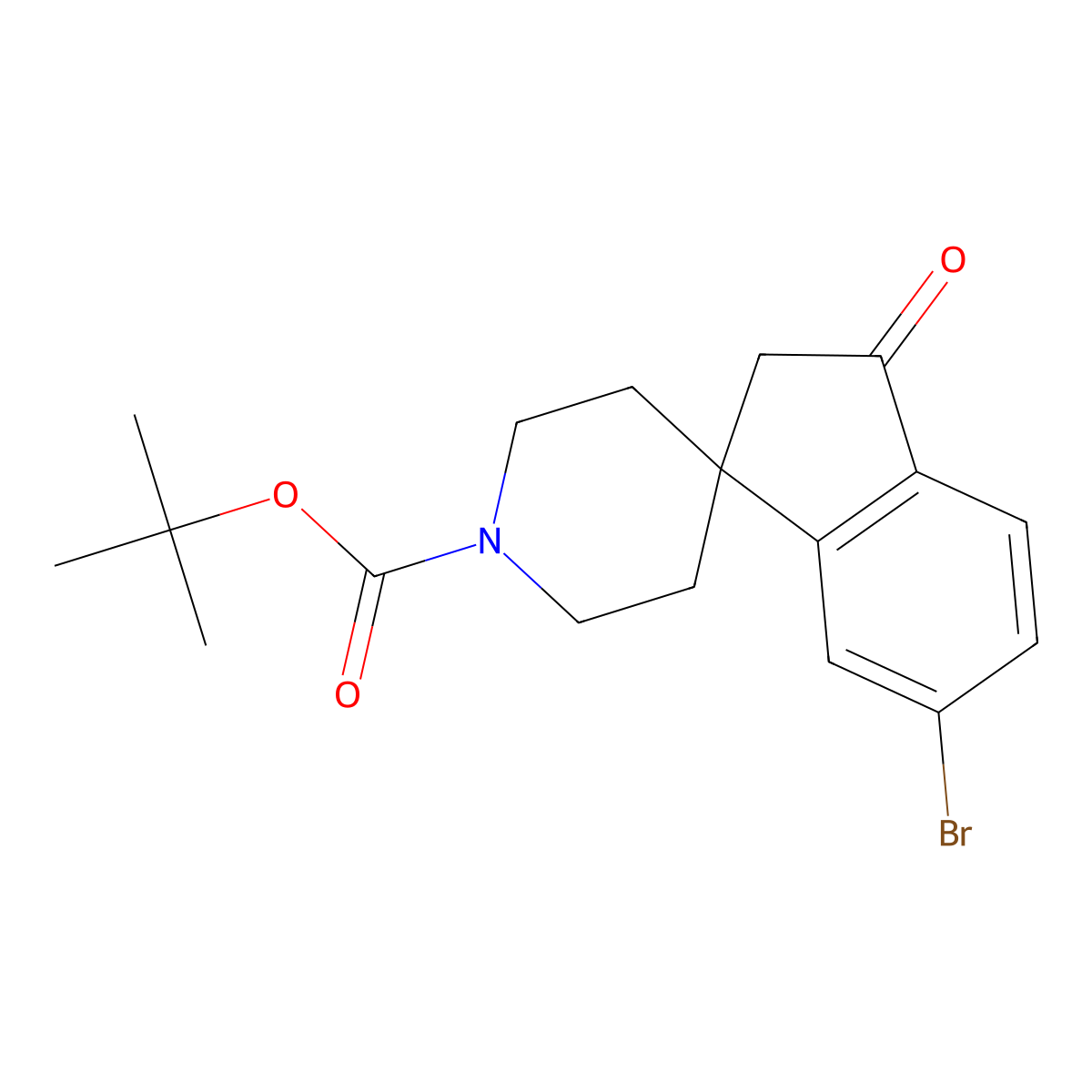 tert-Butyl 6-bromo-3-oxo-2,3-dihydrospiro[indene-1,4'-piperidine]-1'-carboxylate molecular structure, CAS 1160247-43-7