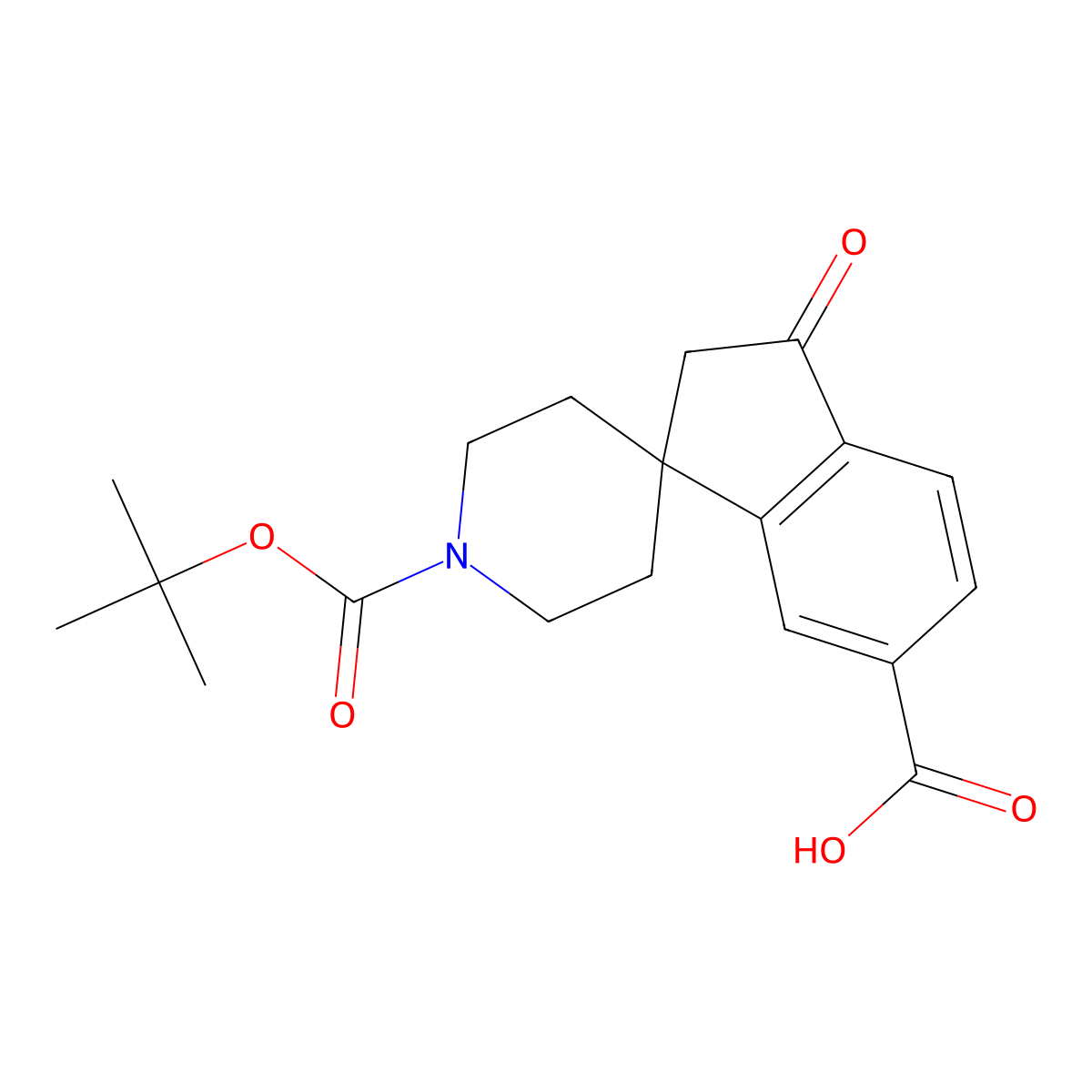 1'-(tert-Butoxycarbonyl)-3-oxo-2,3-dihydrospiro[indene-1,4'-piperidine]-6-carboxylic acid molecular structure, CAS 1160247-47-1