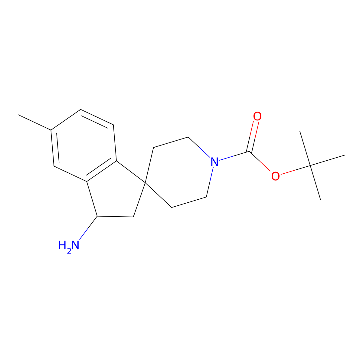 tert-Butyl 3-amino-5-methyl-2,3-dihydrospiro[indene-1,4'-piperidine]-1'-carboxylate molecular structure, CAS 1160247-54-0