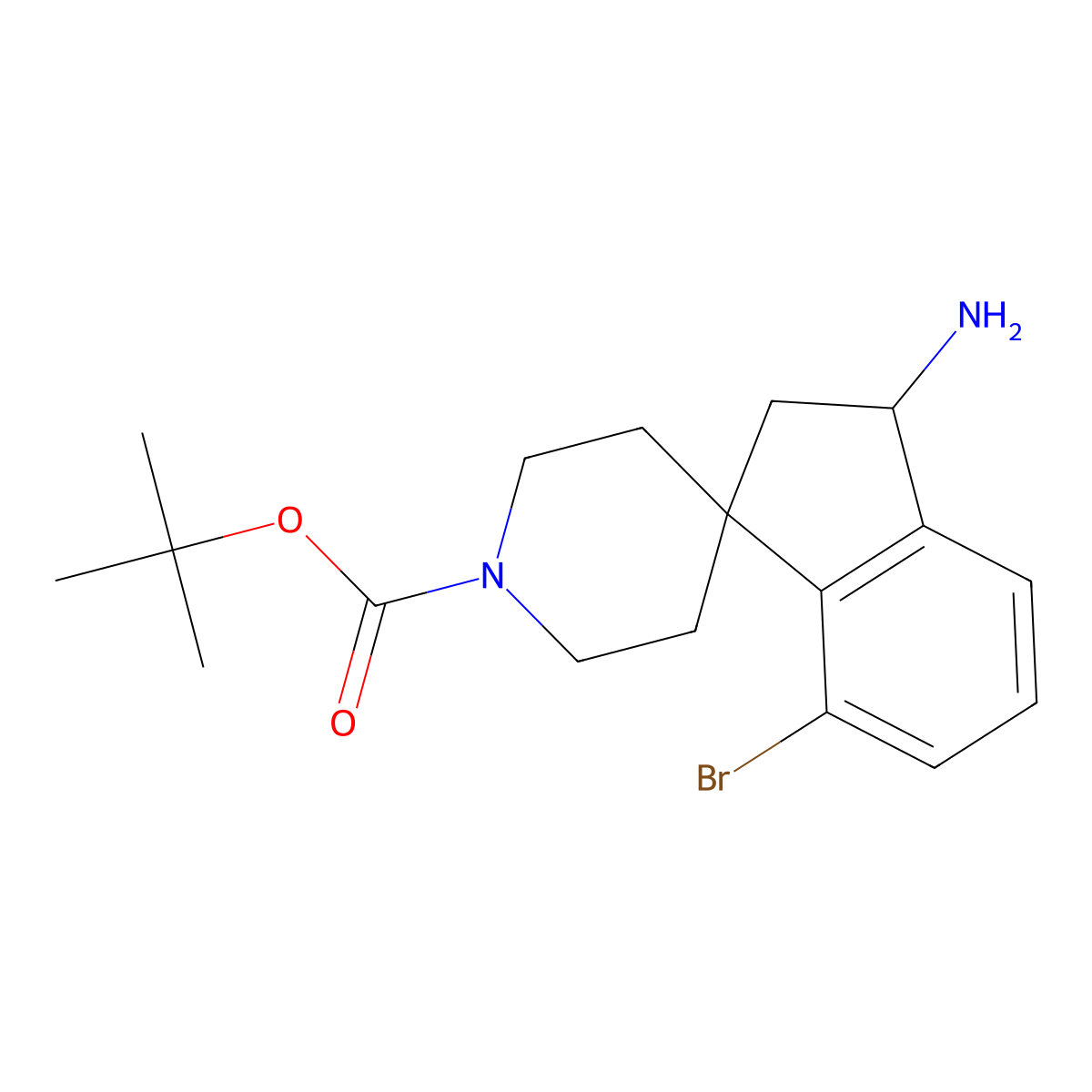 tert-Butyl 3-amino-7-bromo-2,3-dihydrospiro[indene-1,4'-piperidine]-1'-carboxylate molecular structure, CAS 1160247-58-4