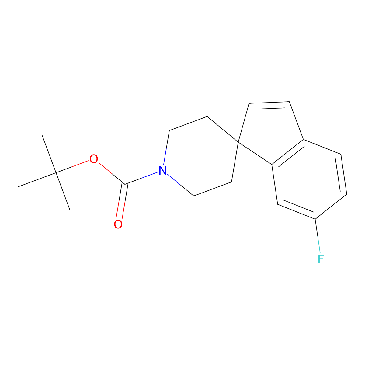 Tert-butyl 6-fluorospiro[indene-1,4'-piperidine]-1'-carboxylate molecular structure, CAS 1160247-59-5