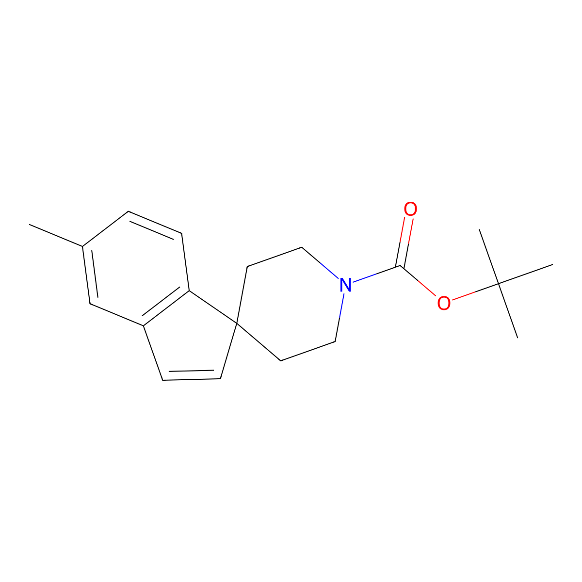 Tert-butyl 5-methylspiro[indene-1,4'-piperidine]-1'-carboxylate molecular structure, CAS 1160247-60-8