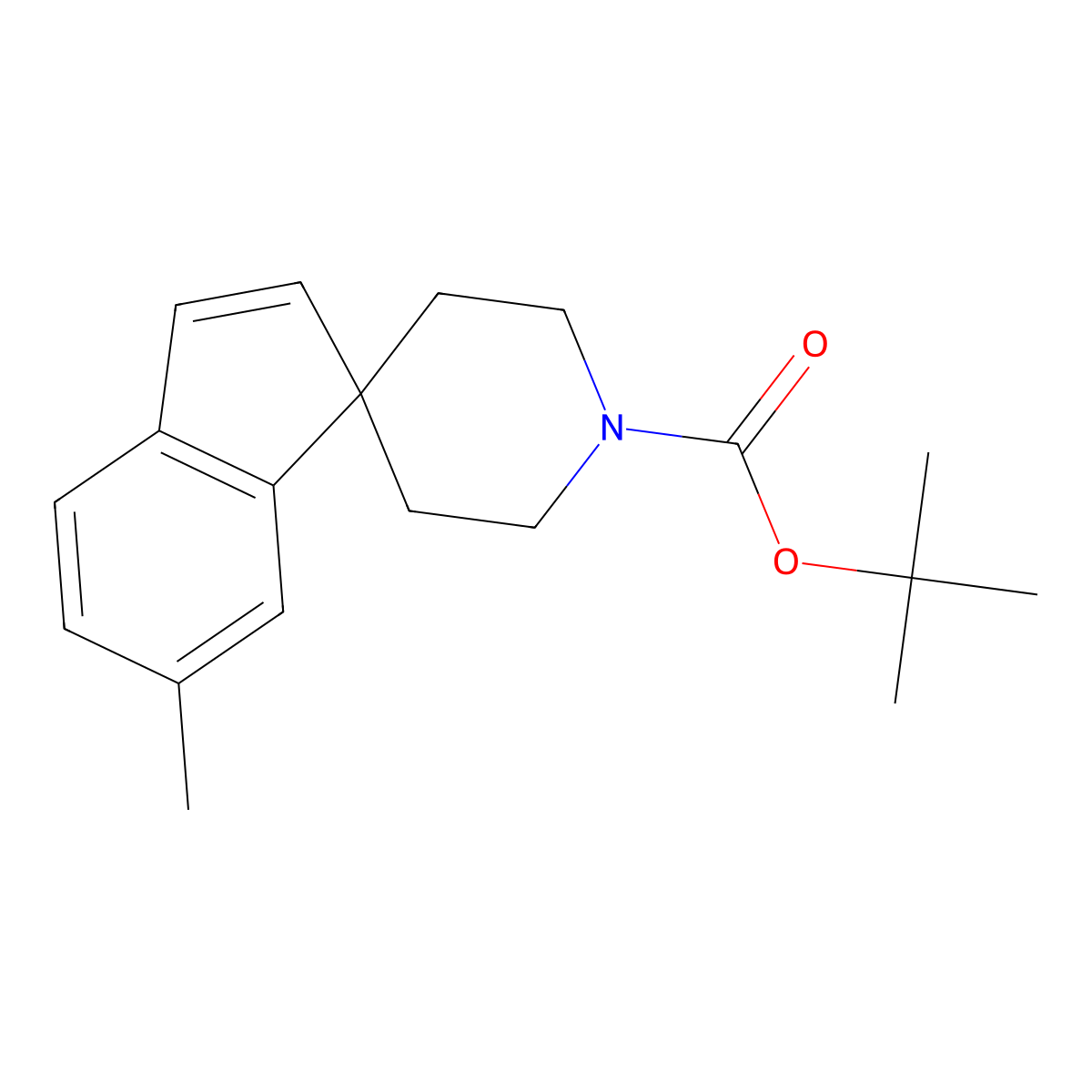 Tert-butyl 6-methylspiro[indene-1,4'-piperidine]-1'-carboxylate molecular structure, CAS 1160247-62-0