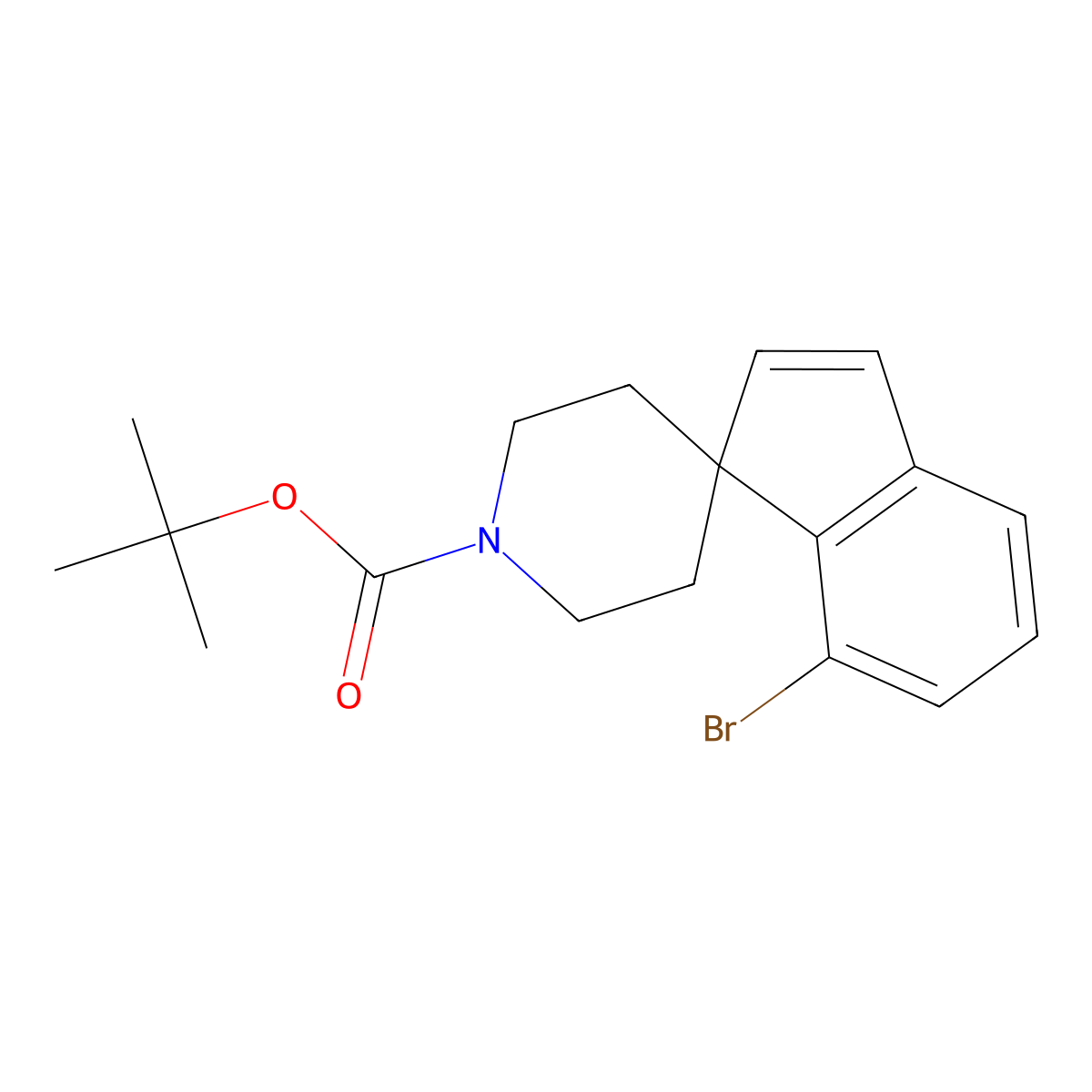 Tert-butyl 7-bromospiro[indene-1,4'-piperidine]-1'-carboxylate molecular structure, CAS 1160247-64-2