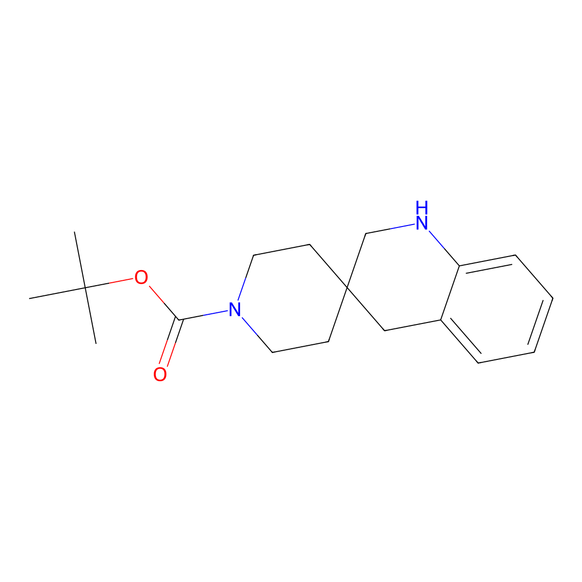 tert-butyl 2',4'-dihydro-1'H-spiro(piperidine-4,3'-quinoline)-1-carboxylate molecular structure, CAS 1160247-77-7