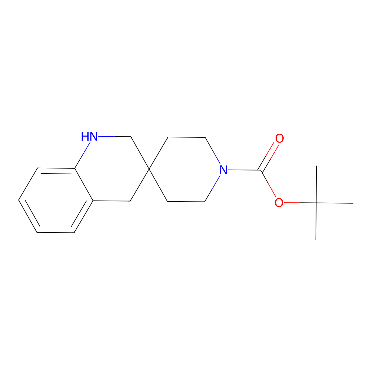 tert-butyl 2',4'-dihydro-1'H-spiro(piperidine-4,3'-quinoline)-1-carboxylate molecular structure, CAS 1160247-77-7