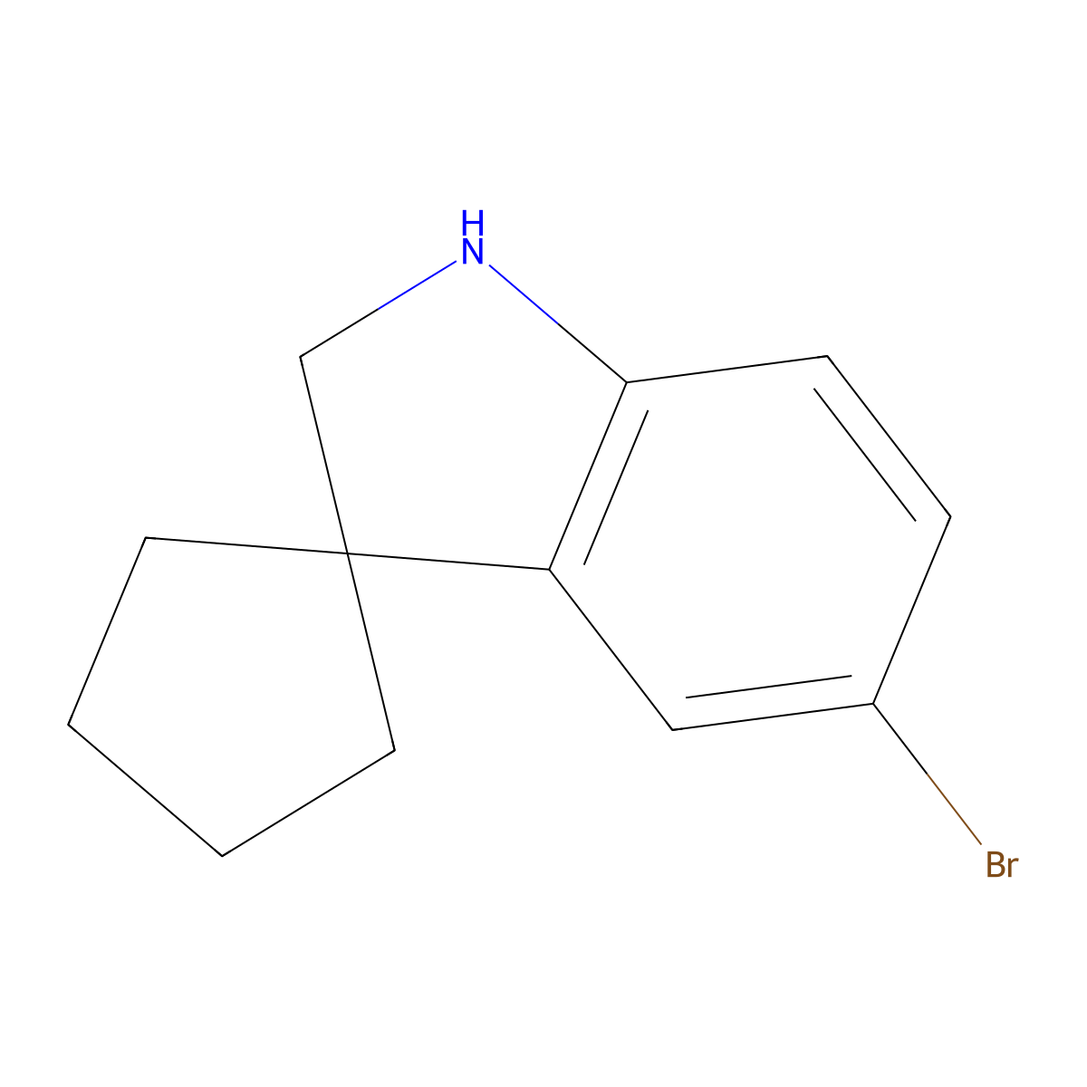 5'-Bromo-1',2'-dihydrospiro(cyclopentane-1,3'-indole) molecular structure, CAS 1160247-93-7