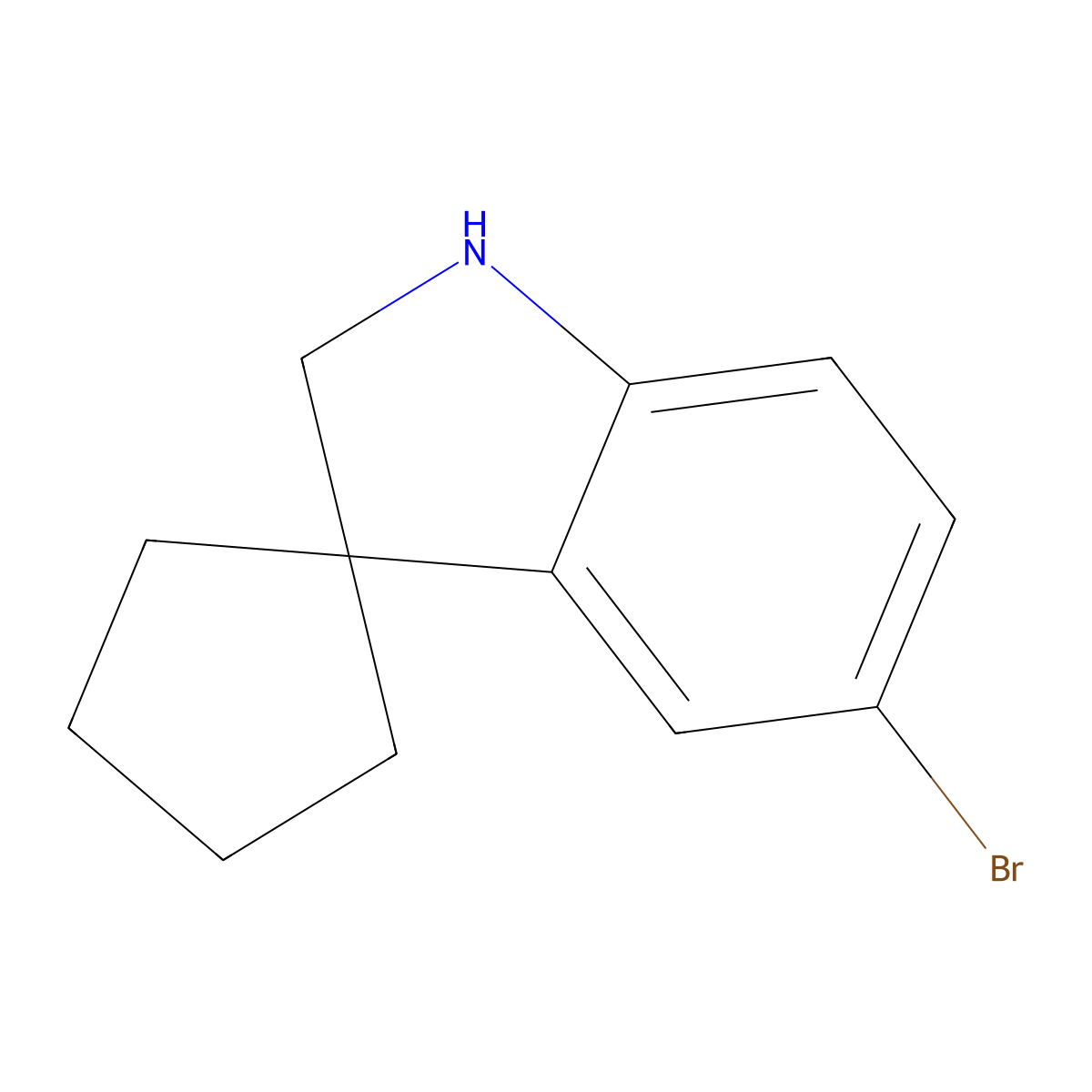 5'-Bromo-1',2'-dihydrospiro(cyclopentane-1,3'-indole) molecular structure, CAS 1160247-93-7