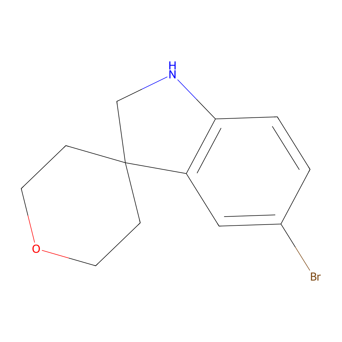 5-Bromo-2',3',5',6'-tetrahydrospiro-[indoline-3,4'-pyran] molecular structure, CAS 1160247-95-9