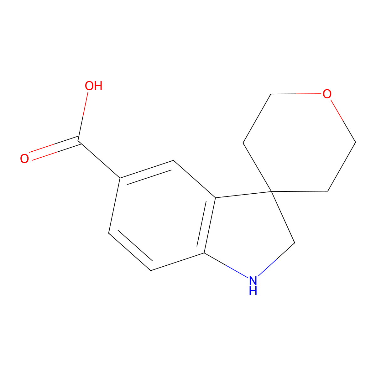 2',3',5',6'-Tetrahydrospiro[indoline-3,4'-pyran]-5-carboxylic acid molecular structure, CAS 1160247-96-0