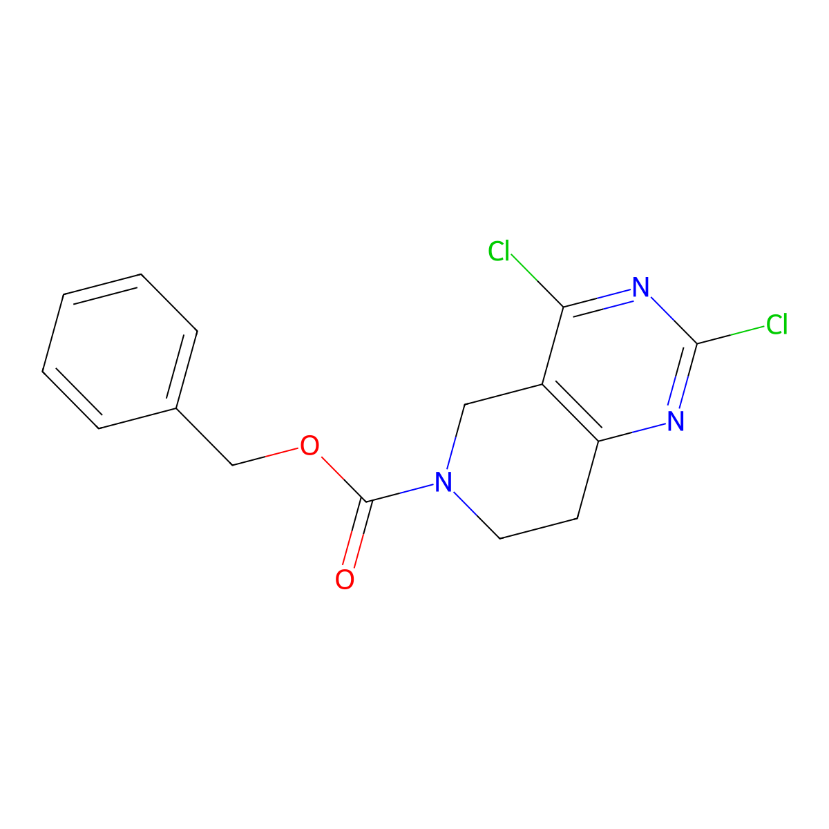 Benzyl 2,4-dichloro-7,8-dihydropyrido[4,3-D]pyrimidine-6(5H)-carboxylate molecular structure, CAS 1160248-14-5