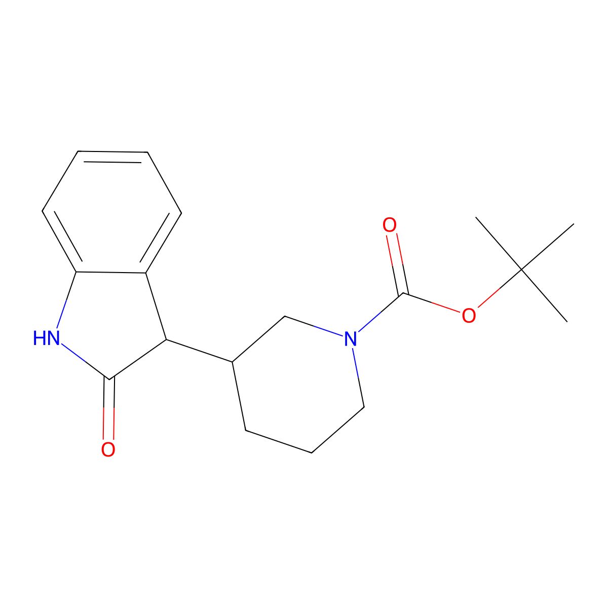 tert-Butyl 3-(2-oxoindolin-3-yl)piperidine-1-carboxylate molecular structure, CAS 1160248-23-6