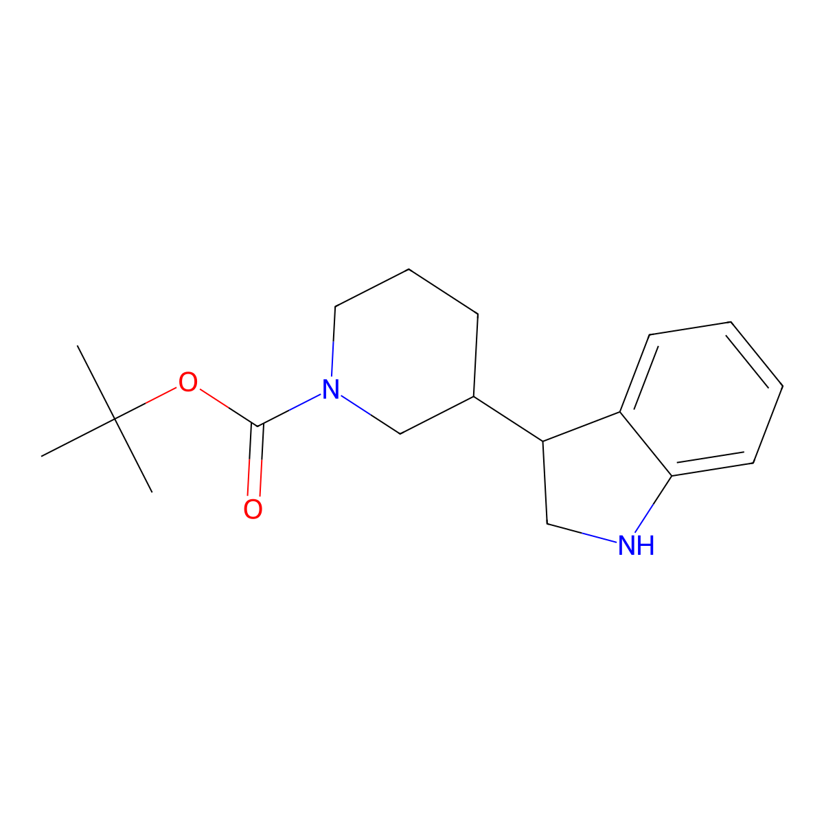 tert-Butyl 3-(indolin-3-yl)piperidine-1-carboxylate molecular structure, CAS 1160248-25-8