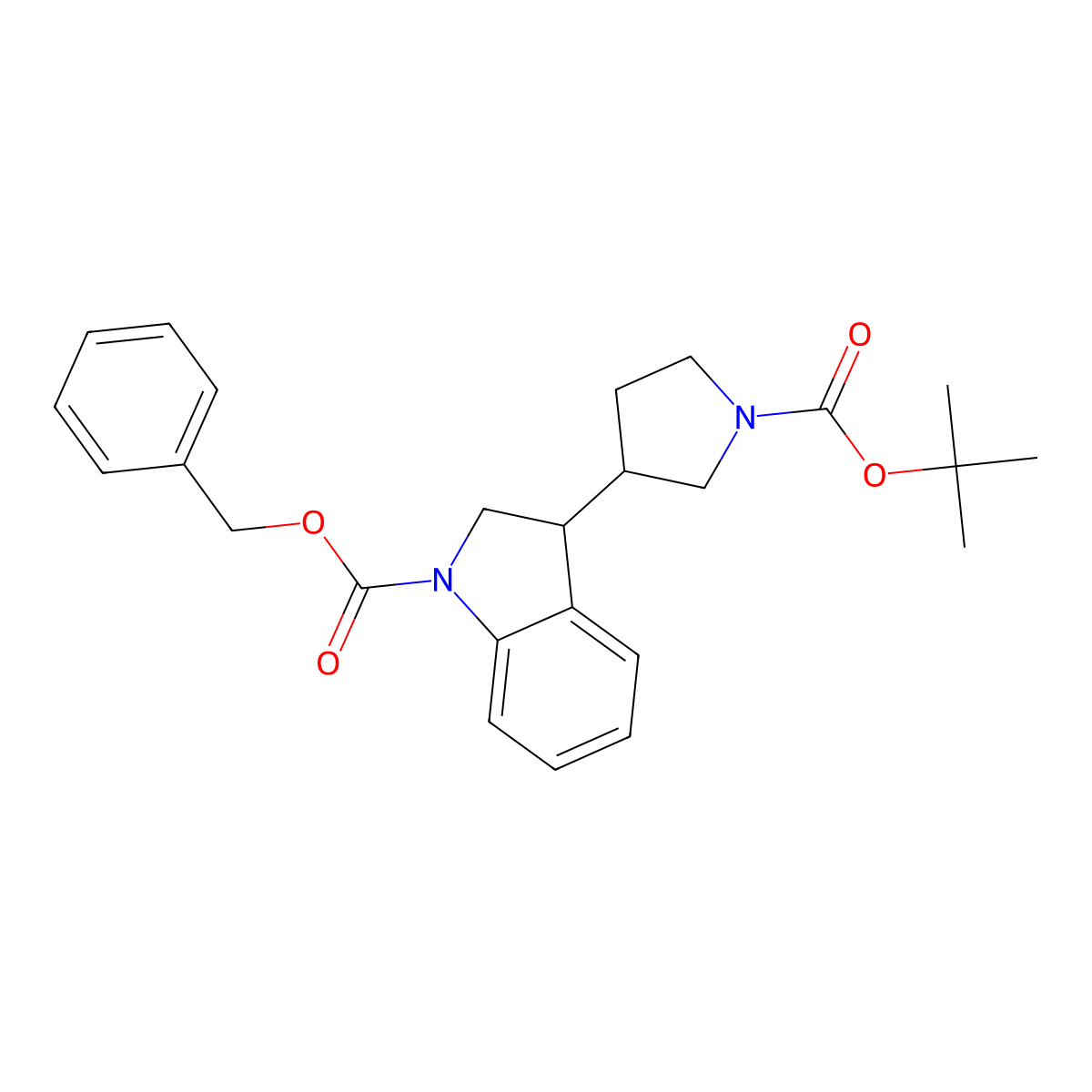 Benzyl 3-(1-(tert-butoxycarbonyl)pyrrolidin-3-yl)indoline-1-carboxylate molecular structure, CAS 1160248-37-2