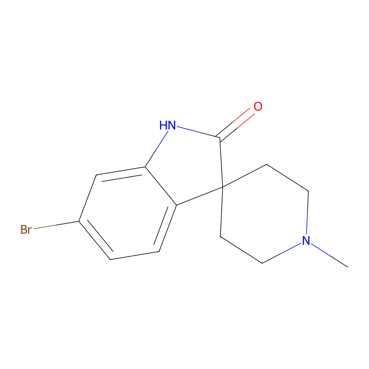 6-Bromo-1'-methylspiro[indoline-3,4'-piperidin]-2-one molecular structure, CAS 1160248-46-3