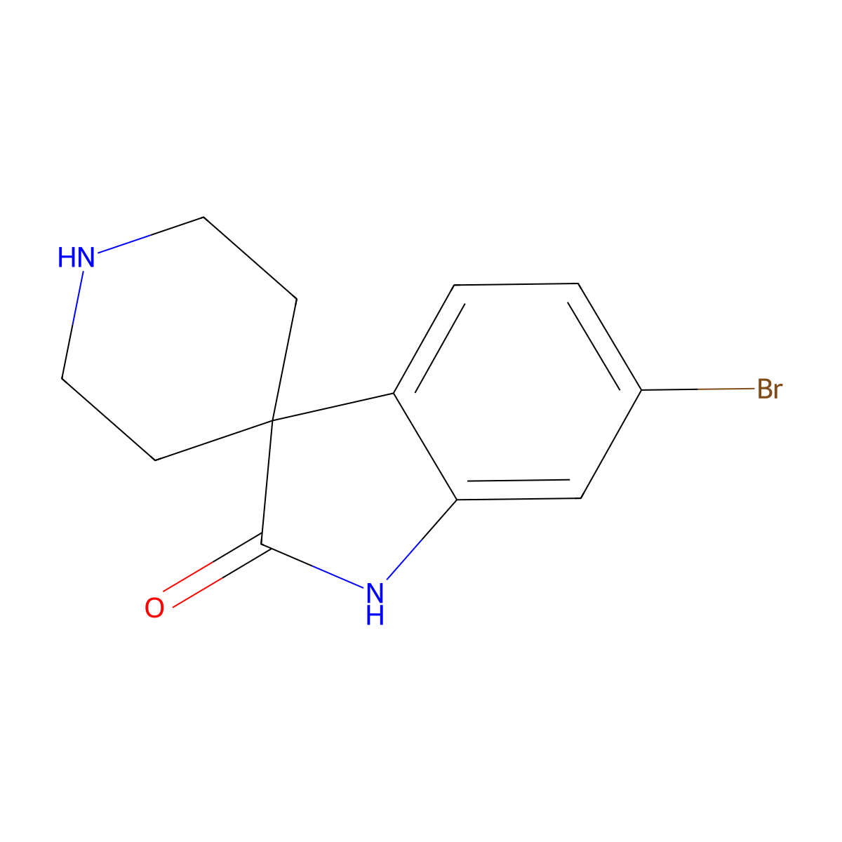 6-Bromospiro[indoline-3,4'-piperidin]-2-one molecular structure, CAS 1160248-48-5