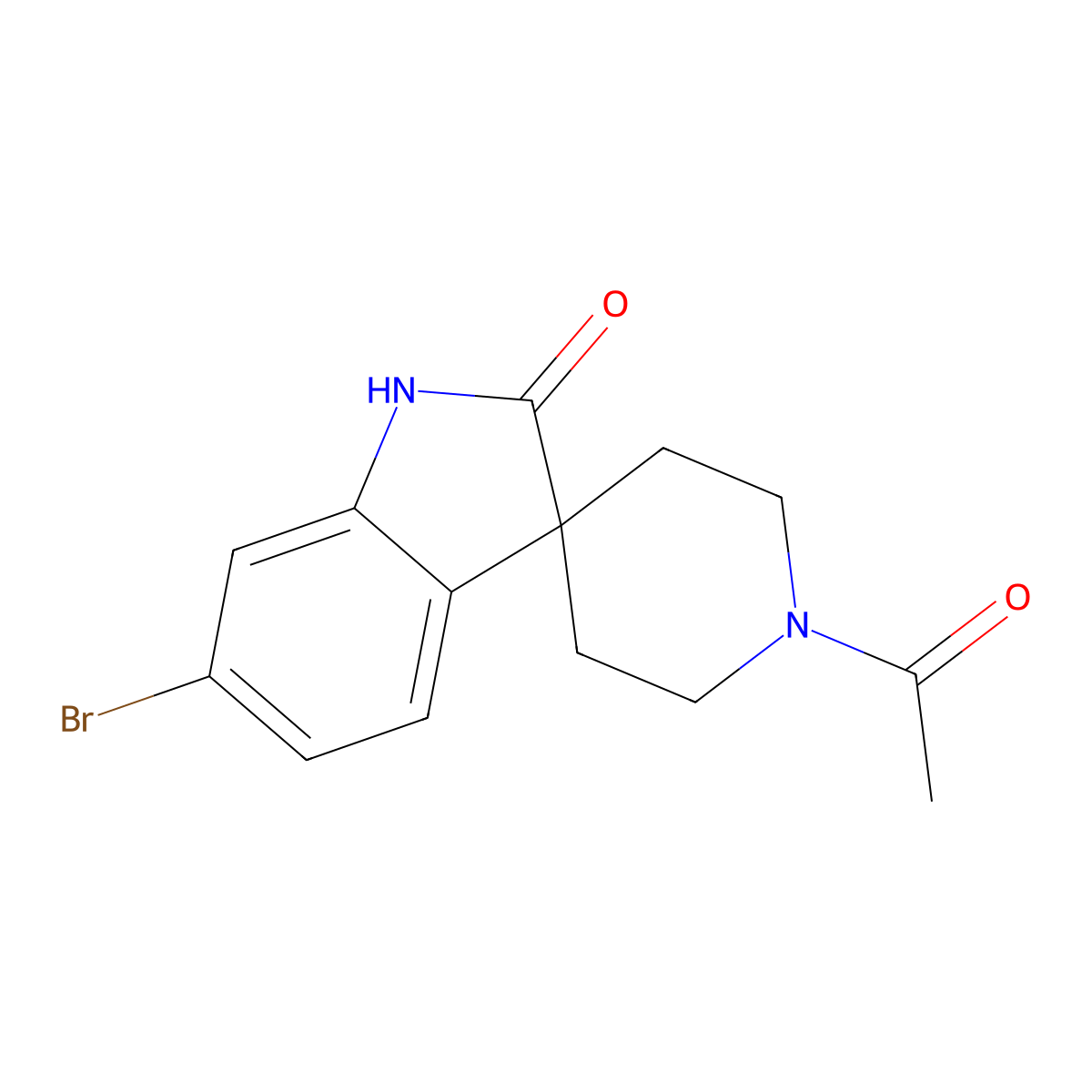 1'-Acetyl-6-bromospiro[indoline-3,4'-piperidin]-2-one molecular structure, CAS 1160248-50-9