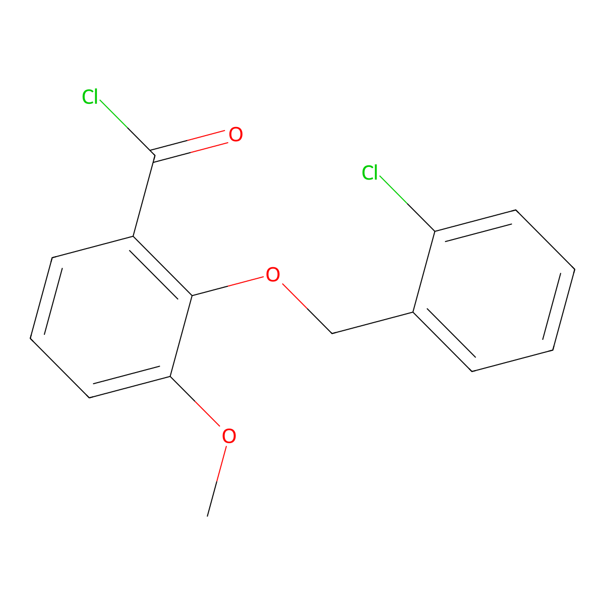 2-[(2-Chlorobenzyl)oxy]-3-methoxybenzoyl chloride molecular structure, CAS 1160249-83-1