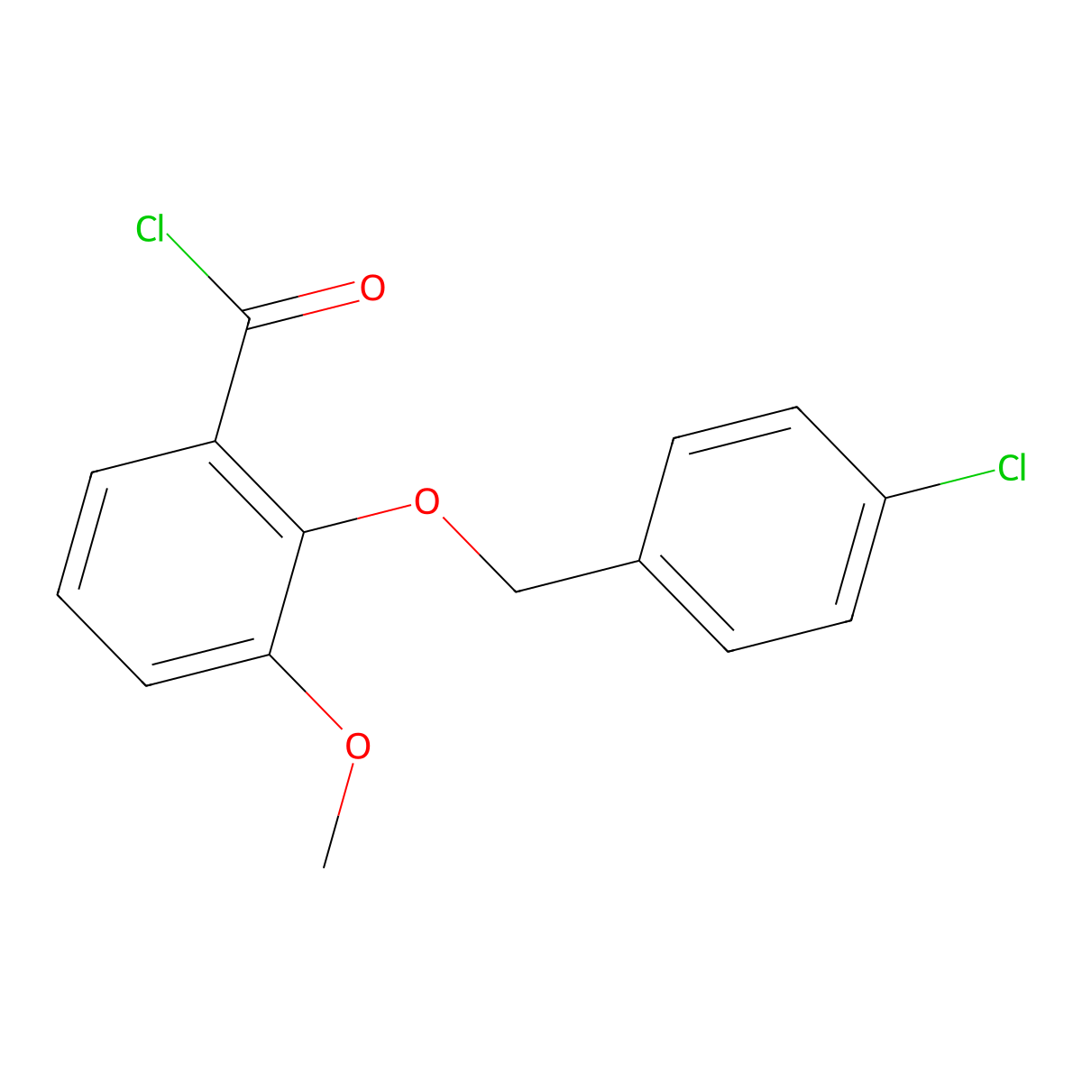 2-[(4-Chlorobenzyl)oxy]-3-methoxybenzoyl chloride molecular structure, CAS 1160249-90-0