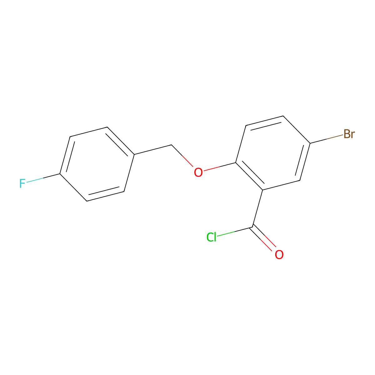 5-Bromo-2-[(4-fluorobenzyl)oxy]benzoyl chloride molecular structure, CAS 1160250-07-6