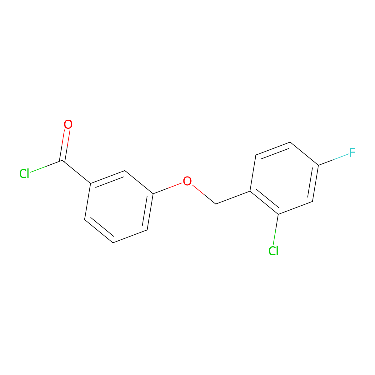 3-[(2-Chloro-4-fluorobenzyl)oxy]benzoyl chloride molecular structure, CAS 1160250-70-3