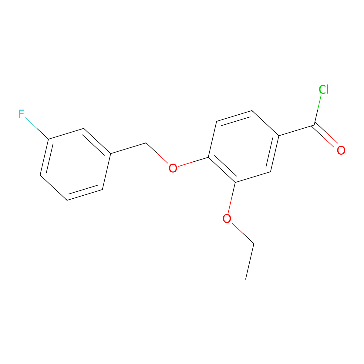 3-Ethoxy-4-[(3-fluorobenzyl)oxy]benzoyl chloride molecular structure, CAS 1160251-13-7