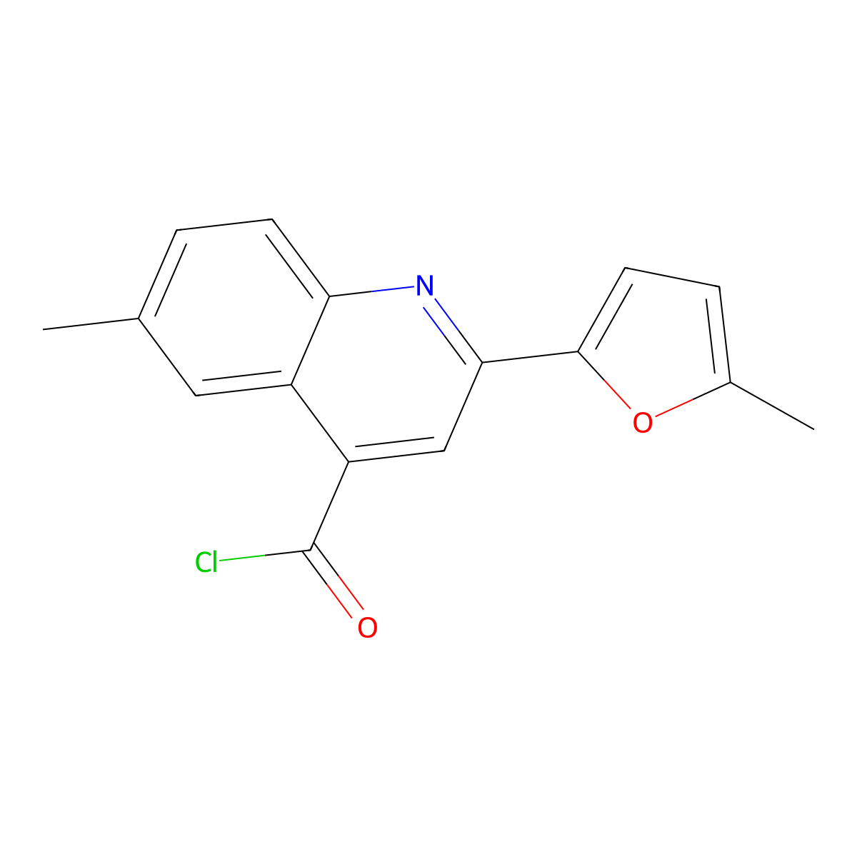 6-Methyl-2-(5-methyl-2-furyl)quinoline-4-carbonyl chloride molecular structure, CAS 1160253-31-5