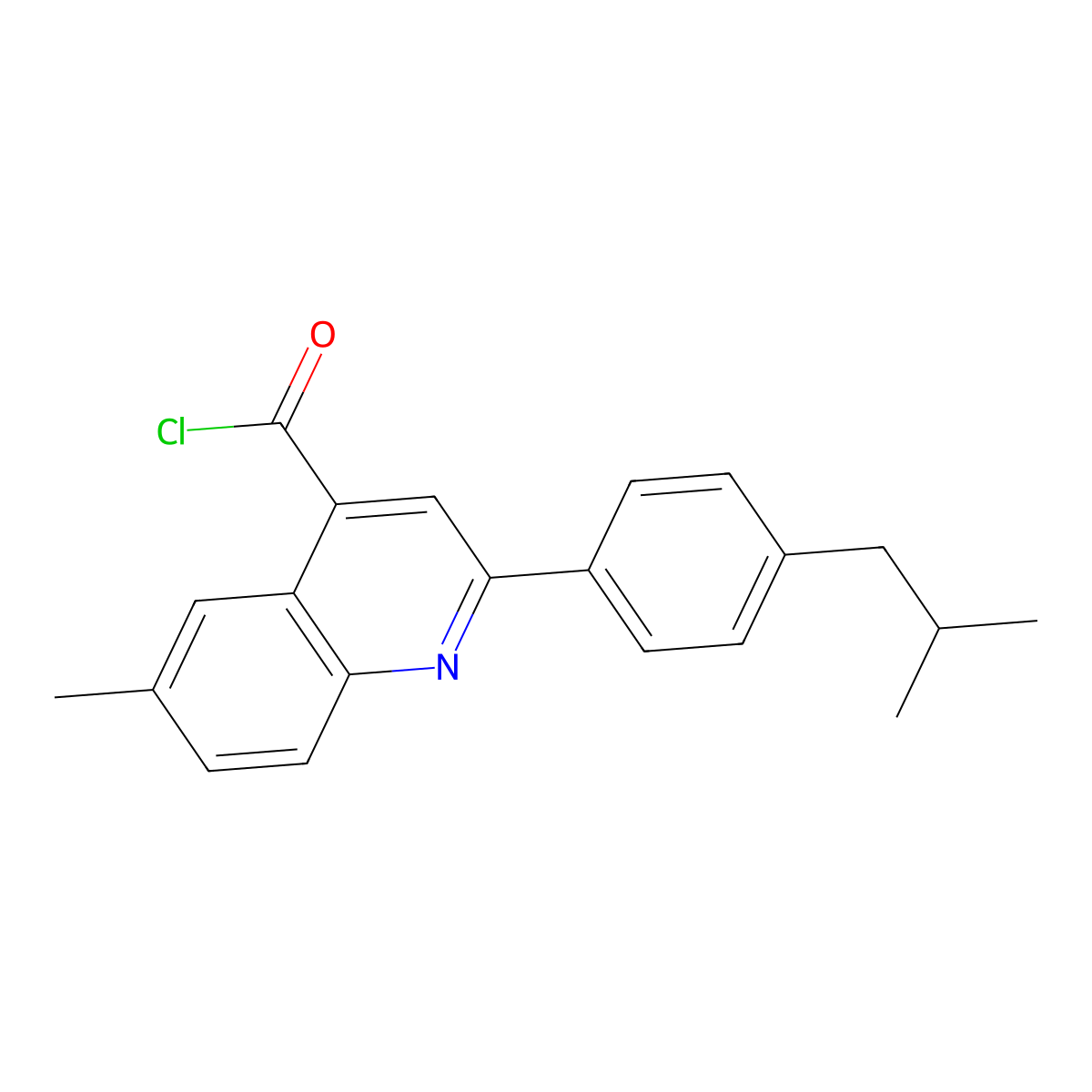 2-(4-Isobutylphenyl)-6-methylquinoline-4-carbonyl chloride molecular structure, CAS 1160253-59-7