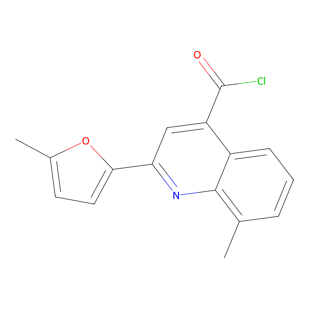 8-Methyl-2-(5-methyl-2-furyl)quinoline-4-carbonyl chloride molecular structure, CAS 1160254-01-2