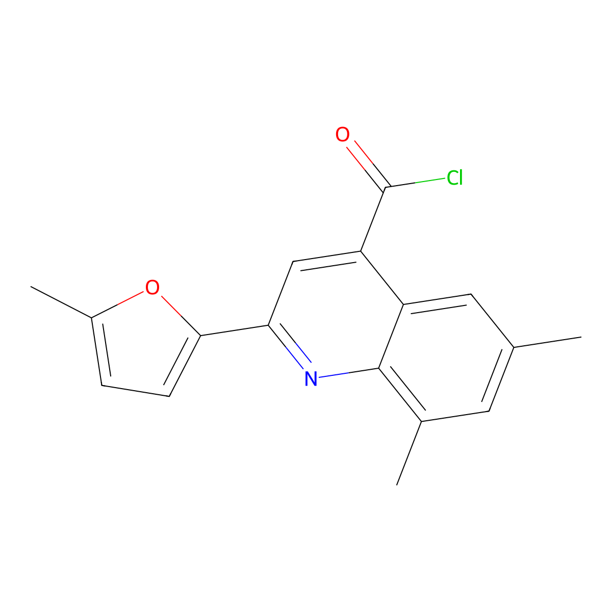6,8-Dimethyl-2-(5-methyl-2-furyl)quinoline-4-carbonyl chloride molecular structure, CAS 1160254-77-2