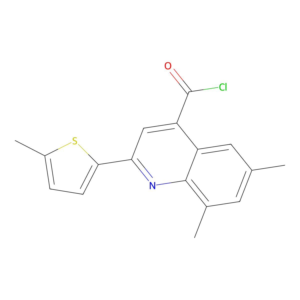 6,8-Dimethyl-2-(5-methyl-2-thienyl)quinoline-4-carbonyl chloride molecular structure, CAS 1160254-81-8