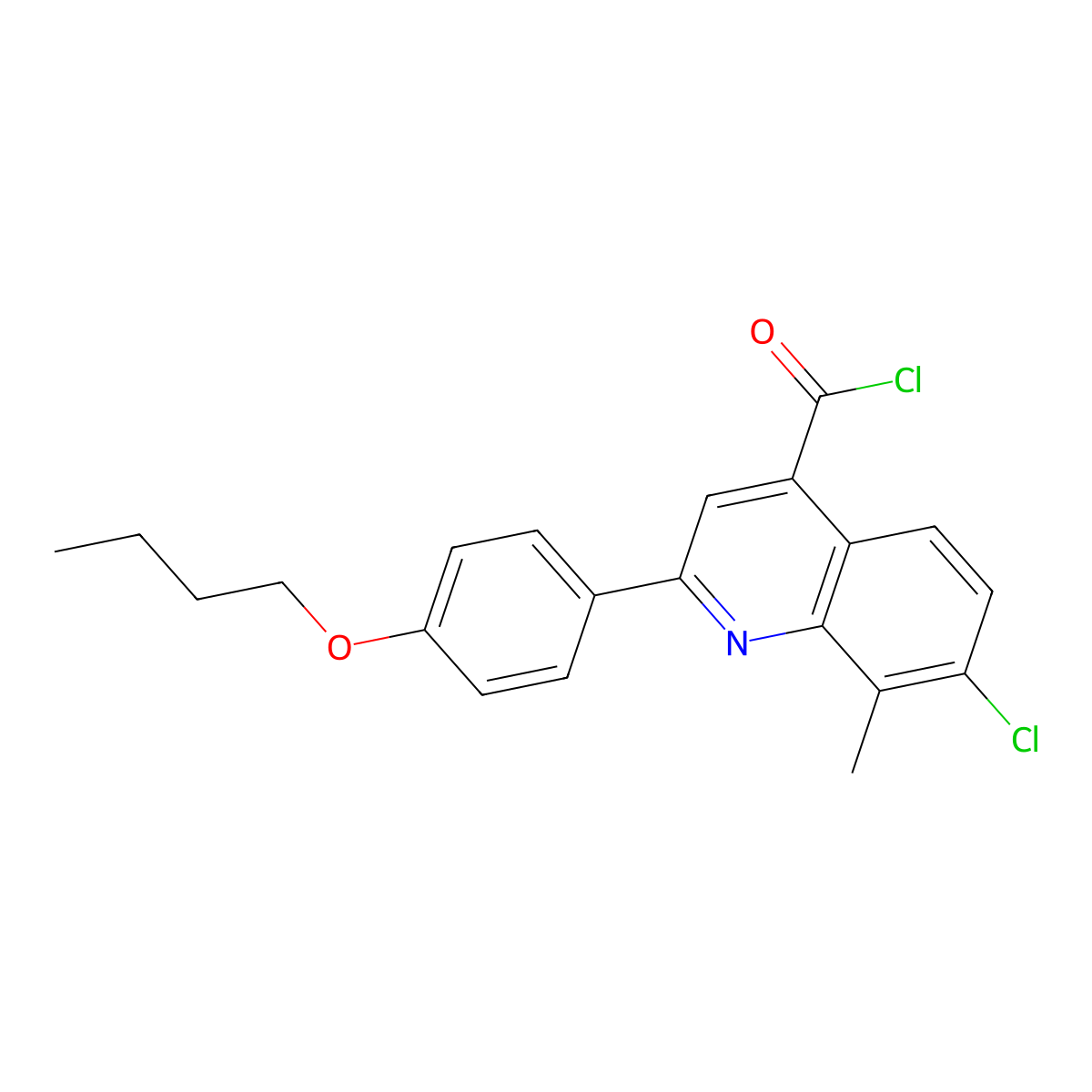 2-(4-Butoxyphenyl)-7-chloro-8-methylquinoline-4-carbonyl chloride molecular structure, CAS 1160255-88-8