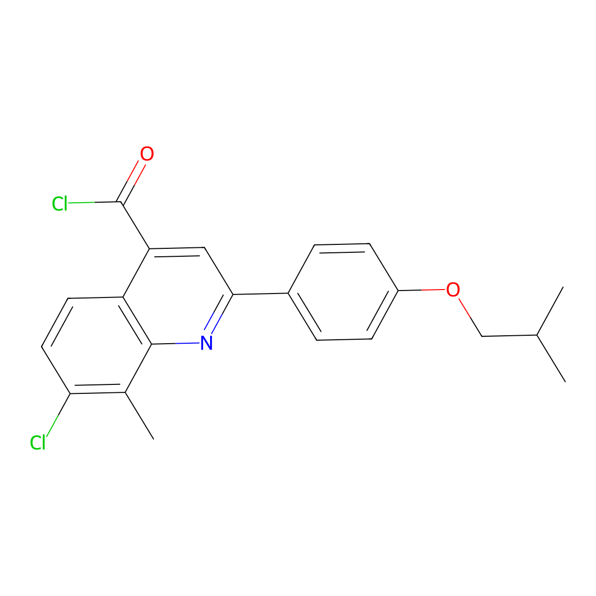 7-Chloro-2-(4-isobutoxyphenyl)-8-methylquinoline-4-carbonyl chloride molecular structure, CAS 1160255-92-4