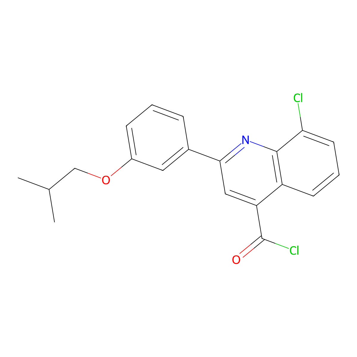 8-Chloro-2-(3-isobutoxyphenyl)quinoline-4-carbonyl chloride molecular structure, CAS 1160255-98-0