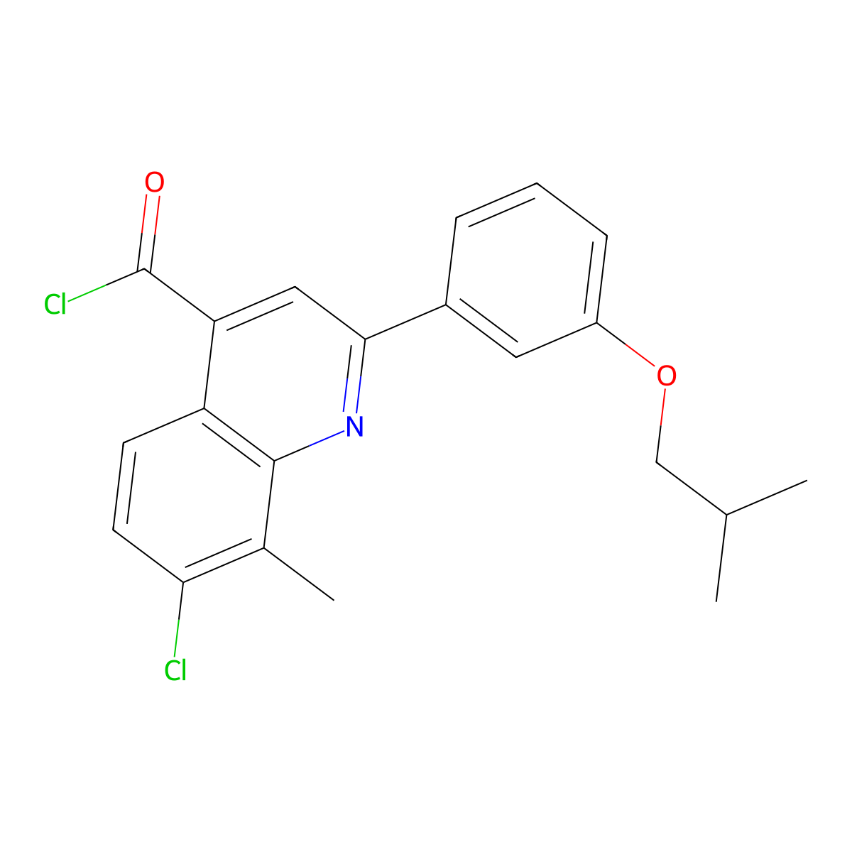 7-Chloro-2-(3-isobutoxyphenyl)-8-methylquinoline-4-carbonyl chloride molecular structure, CAS 1160256-00-7