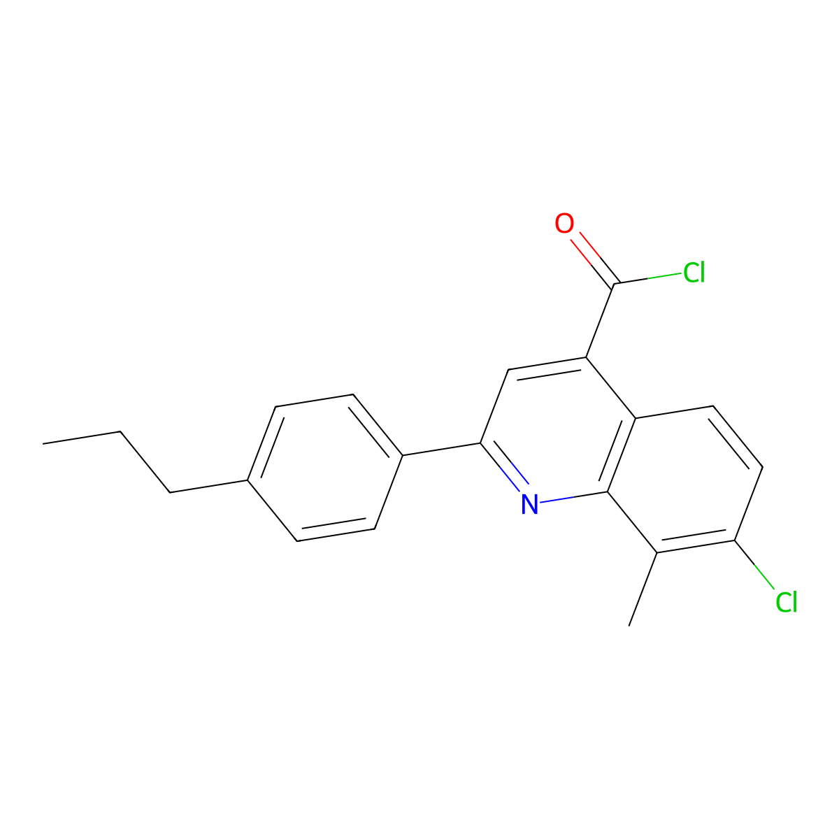 7-Chloro-8-methyl-2-(4-propylphenyl)quinoline-4-carbonyl chloride molecular structure, CAS 1160256-08-5